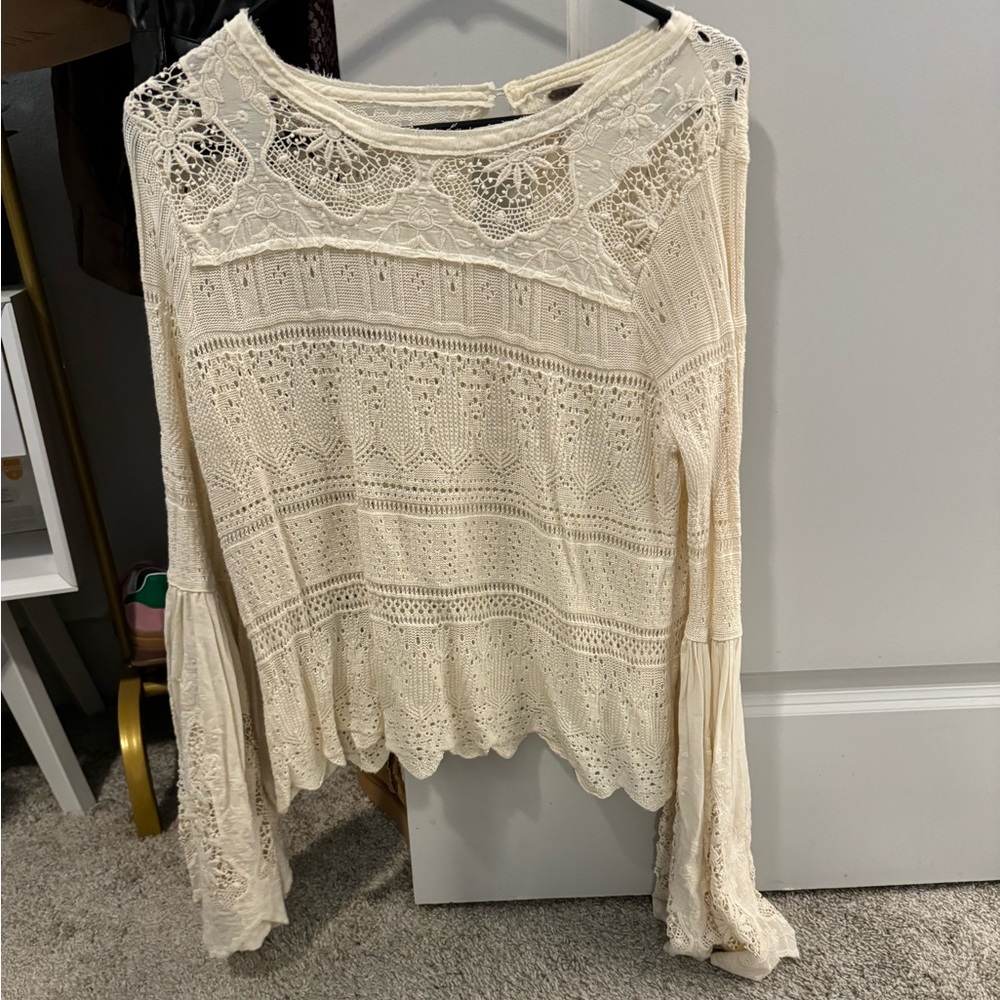Free People Lace Long Sleeve with Bell Sleeves